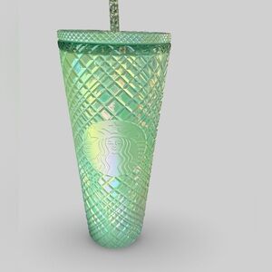 NWT Starbucks 2022 Iridescent Mint Quilt Cold Cup 24oz